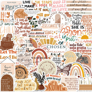 50 Jésus <span class=keywords><strong>Bible</strong></span> <span class=keywords><strong>Proverbes</strong></span> Inspirants Anglais PVC Autocollants Écologique Guitare Notes Bagages DIY Stickers pour Ordinateur Portable - Product Image 1