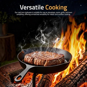 Professional 3-Piece Cast Iron Skillet Set (6/8/10 Inch) - Pre-Seasoned Oven Safe Frying <strong>Pan</strong> with Heat Resistant Handle - Product Image 3