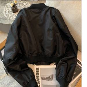 2026 Spring New Women's Black &amp; <strong>White</strong> <strong>Jacket</strong>, Short Top Bomber <strong>Jacket</strong>, Retro Casual Style with <strong>White</strong> Batwing Sleeves - Product Image 3