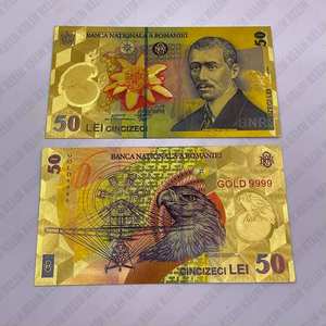 Billete de Recuerdo Romeno con Lámina Dorada y Plateada, Billete de 1/5/10/50/100/200/500 Euros, Decoración Navideña - Product Image 4