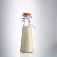 Bouteilles en verre pour lait, boissons, eau et jus, avec bouchon à clip et à bascule, 1 litre, 1000 ml, 500 ml