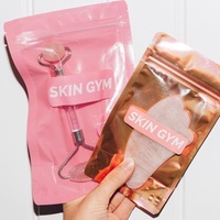 Pochette en plastique zip-lock transparente personnalisée avec fenêtre Sac d'emballage en éponge de maquillage pour soins de la peau avec brosse et salle de gym pour lotion