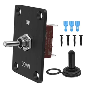 (ON)-OFF-(ON) SPDT Toggle Switch Momentary 30A 3 Way Toggle Switch Medium With Waterproof Boot Cap and Switch Bracket Panel