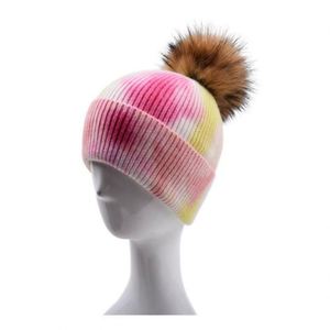 Custom 3D Embroidery Knitted Winter Polyester Beanie <b>Hat</b> with Pom Pom Common - Product Image 3