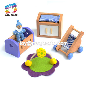 Новая модная миниатюрная деревянная кукольная кровать W06B094 - Product Image 5