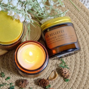 Glass Candle Jar <b>Clear</b> Luxury Custom Amber Glass Candle Jars With Metal Lids for Candles - Product Image 4