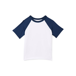 Men's 100% Cotton Solid Knitted Raglan T-Shirt Contrast Sleeve O-Neck Short Sleeve Tee Breathable Blank Custom Logo Casual Wear - Product Image 3
