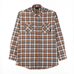 Camisas de franela con botones a presión de algodón MOQ bajo cuadros personalizados de franela al por mayor de fábrica verdadera - Product Image 3