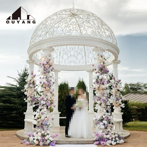 QUYANG decoración de jardín al aire libre gran pilar <span class=keywords><strong>romano</strong></span> blanco pabellón mármol boda Gazebo - Product Image 3