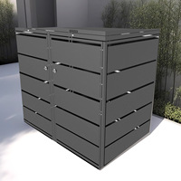 Poubelle extérieure en métal Garden Element avec un design rectangulaire élégant et écologique, dotée d'un aspect décoratif