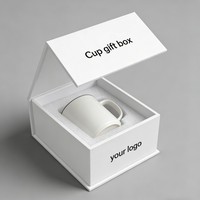 Boîte à tasses blanche mate personnalisée, boîte cadeau à couvercle rabattable pour tasses à café en céramique, boîtes d'emballage personnalisées avec fermeture magnétique