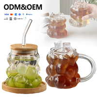 Gobelet en verre borosilicate résistant à la chaleur, écologique, anti-fuite, avec couvercle en bambou et paille en verre, pour café glacé, café et lait