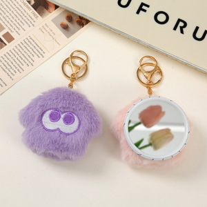 Estilo promocional personalizado lindo llavero de felpa personalizado POM llavero con espejo - Product Image 2