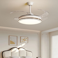 Ventilateur de plafond DC décoratif encastré de 42 pouces, télécommande invisible rétractable à lumière LED incluse pour la décoration de plafond à la maison