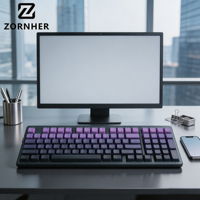 Zornher violet Meow Keycaps PBT colorant Sublimation impression latérale rétro-éclairé clavier couverture bureau esthétique bricolage pour clavier mécanique