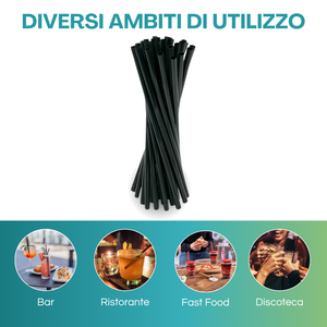 Cannucce dritte riutilizzabili in plastica nera, lunghe 21 cm, diametro 7 mm - Product Image 5