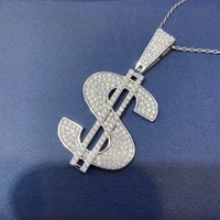Collier Lerca en argent S925 avec pendentif Moissanite en forme de dollar style Hip Hop pour couples, nouvelle arrivée transfrontalière