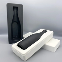 Custom Papier Kleur Gegoten Pulp Glas Wijnfles Shipper Geschenkdoos Zwart Dienblad Verpakking