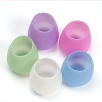 Couleurs personnalisées Logo 400ml en forme d'oeuf Silicone vin tasse pliable de qualité alimentaire verres réutilisables pour la fête voyage en plein air