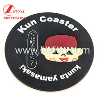 OEM Custom Rounded Black Back Puppen kopf Gummi PVC Cup Tisch matte Pad Untersetzer für Werbe geschenke