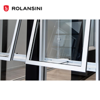 Fenêtre suspendue en aluminium et verre trempé insonorisée de style contemporain Rolansini pour cuisine de villa, avec auvent à manivelle