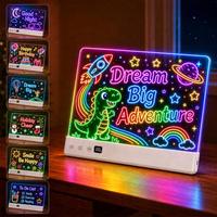 Tablette de messages effaçable à sec portable sans fil USB Type C avec lumière LED néon acrylique et lampe de chevet sur pied
