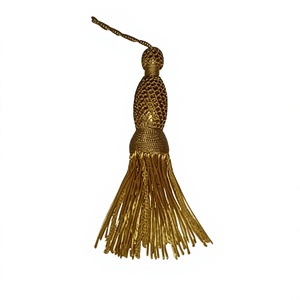 DADA Borla de Hilo Metálico Duradera con Adorno de Pedrería Personalizado en Oro Antiguo para Uso en Prendas DIY y Textiles del Hogar - Product Image 1