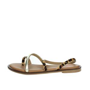 Sandalias Planas para Mujer Porronet 3093, Color Marrón Dorado con Estampado de Leopardo, Estilo Veraniego con Tiras - Product Image 1