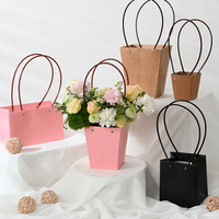 Grosir tas kemasan bunga kertas Kraft untuk hadiah Hari Valentine untuk buket dan persediaan tas tangan untuk toko bunga