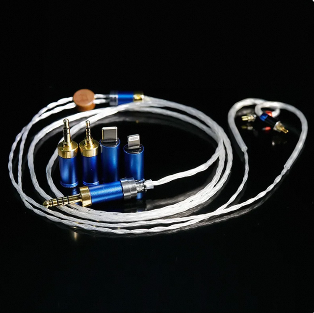 Hakugei Copper Transparent 3 to 1 Braided Plug 6N Single Crystal Silver 1.25m DIY HIFI Earphone Cable for Speaker