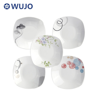 Assiettes à soupe en porcelaine blanche imprimée personnalisée, plats et assiettes carrés en porcelaine de 9 pouces, vente en gros