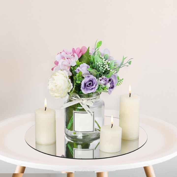 Dining Table Decoration Acrylic Mirror Tray Glass Mirrors Plate Circle ...