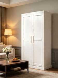 Armoire à panneaux blanche haut de gamme à 2 portes, meuble de rangement moderne et minimaliste pour vêtements, idéal pour la chambre à coucher - Product Image 4