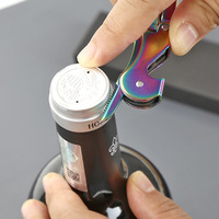 Ouvre-bouteille multifonctionnel tout en acier inoxydable, tire-bouchon à vin pliable portable de forme plate, couleur bronze, or rose, titane, argent