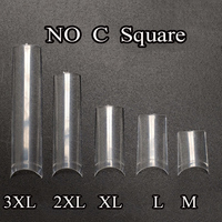 3 XL Clear XXL Long No C Curve Straight Coffin Amande Square Stiletto Nail Tips Wholesale ABS Nail Extension Tips Custom
