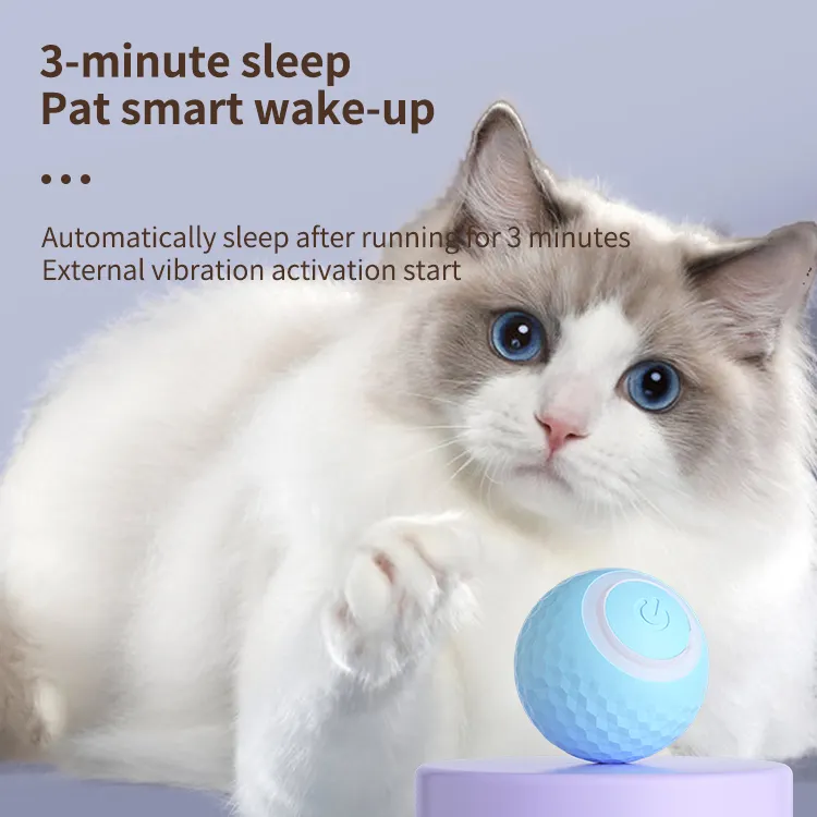 Mainan bola kucing pintar berputar otomatis, bola berguling listrik otomatis dengan Usb dapat diisi ulang 360