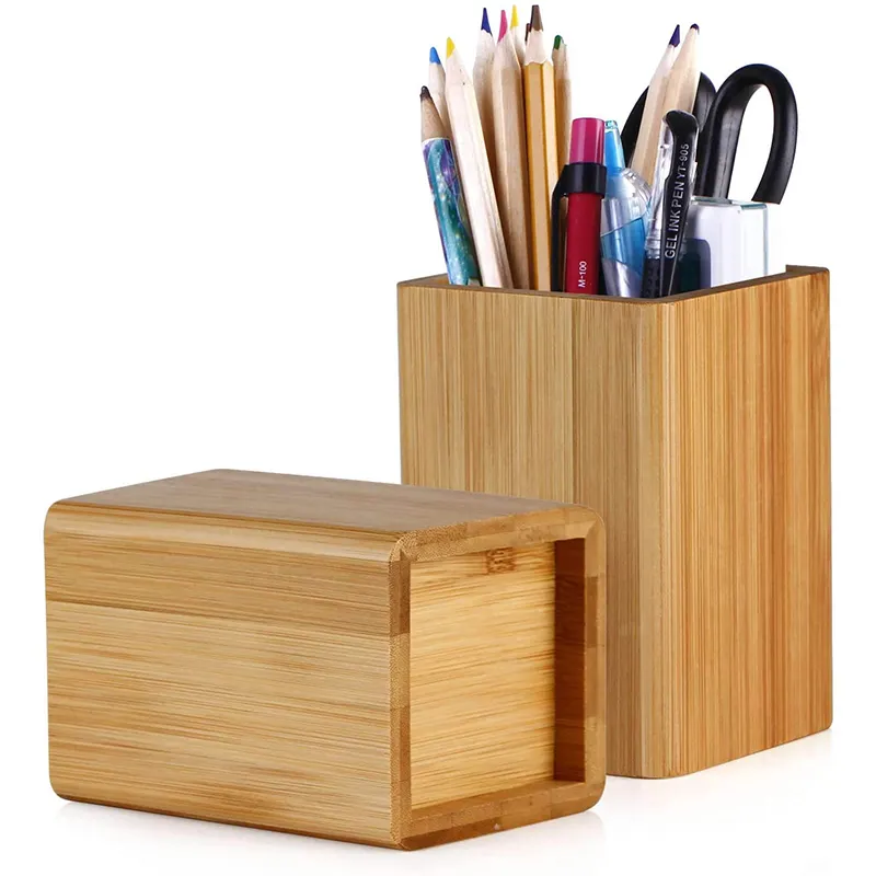 Bamboe Houten Bureau Pen Potlood Houder Stand Leuke Tafel Penhouder Multifunctionele Gebruik Potlood Cup Pot Desk Organizer