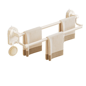 Bathroom Towel Rack Suction Mounted Metal Abs Minimalist Design Wall Mounted No Drilling Required Storage Organizer - Product Image 4