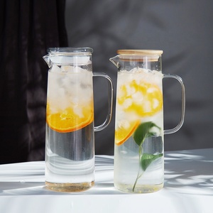 Haute Borosilicate Pichet D'eau En Verre/<span class=keywords><strong>Carafe</strong></span>/<span class=keywords><strong>Cruche</strong></span> et Couvercle En Bambou - Product Image 3