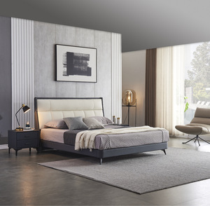 Letto matrimoniale moderno di lusso leggero in pelle 1.8 metri camera da letto matrimoniale letto matrimoniale letto morbido pacchetto mobili camera da letto di lusso - Product Image 1