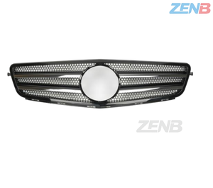 Rejilla de malla plateada <span class=keywords><strong>W204</strong></span> SL para <span class=keywords><strong>Mercedes</strong></span> Benz <span class=keywords><strong>Clase</strong></span> <span class=keywords><strong>C</strong></span> 2007-2014, marco cromado y moldura de repuesto para la rejilla del parachoques delantero - Product Image 6