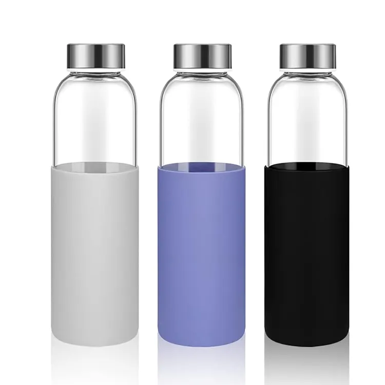 Oem Odm Bouteille Cylindre 750ml Bouteille d'eau en verre réutilisable pour boire avec marqueur de temps