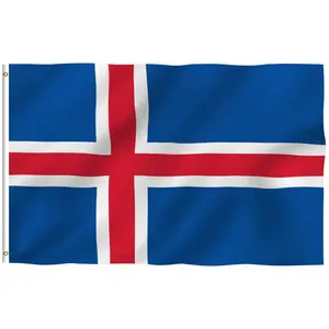 理想的工艺防褪色国家国旗双缝合鲜艳的防褪色冰岛国旗，适用于低风地区
