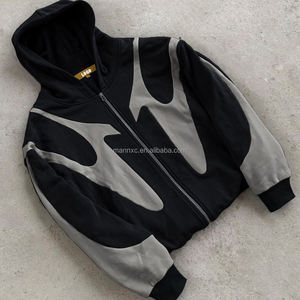 Thiết Kế Quần Áo Tùy Chỉnh Màu Sắc Khối Áo Cắt Và May Trùm Đầu Áo Khoác Hai Tone Zip up Quá Khổ Chắp Vá Colorblock Hoodies Người Đàn Ông - Product Image 2