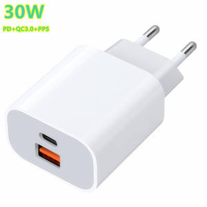 Cargador de Teléfono Rápido de 30 W, 1C1A, Tipo C, USB A, PD, QC3.0, Gan, 3 Amperios, Enchufe de Pared Europeo e Indio, Delgado y Pequeño, para Apple iPhone y Samsung - Product Image 1