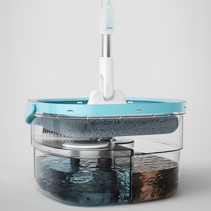 Serpillère rotative domestique très populaire avec seau, <span class=keywords><strong>tige</strong></span> de levage en acier inoxydable, manche télescopique, essorage sur quatre côtés, <span class=keywords><strong>réutilisable</strong></span>, sans contact manuel - Product Image 3