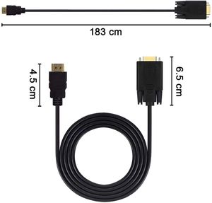 Cavo <span class=keywords><strong>HDMI</strong></span> a VGA 1.8M 6FT <span class=keywords><strong>HDMI</strong></span> oro maschio a VGA cavo cavo adattatore Video maschio per PC HDTV adattatore per Laptop cavo 1080P - Product Image 2