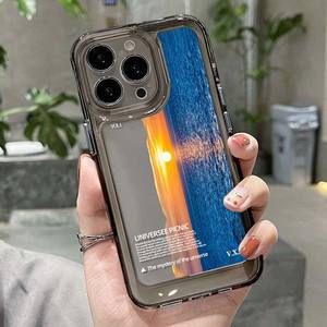 Funda de teléfono móvil TPU espacial a prueba de golpes con estampado de puesta de sol de mar de pantalla completa para Iphone 8 X Xr Xs 11 12 13 14 15 16 17 Pro Max - Product Image 3