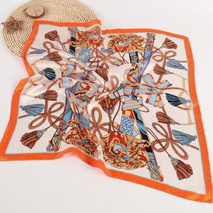 Foulard carré en soie 100% pour animatrice, écharpe de luxe, impression en Satin Mulberry, 53x53 CM - Product Image 3