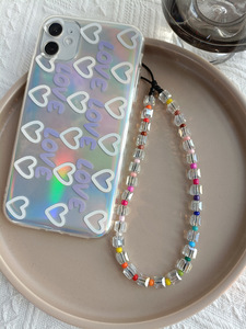2023 personnalisé Girly acrylique téléphone portable perlé chaînes de charme lanière dragonne à la mode Silicone <span class=keywords><strong>iPhone</strong></span> 15 accessoire mignon - Product Image 5